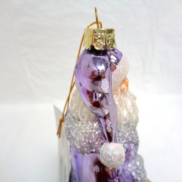 Kurt Adler Glass Bellissimo Santa Ornament NWT lavender - Picture 10 of 10